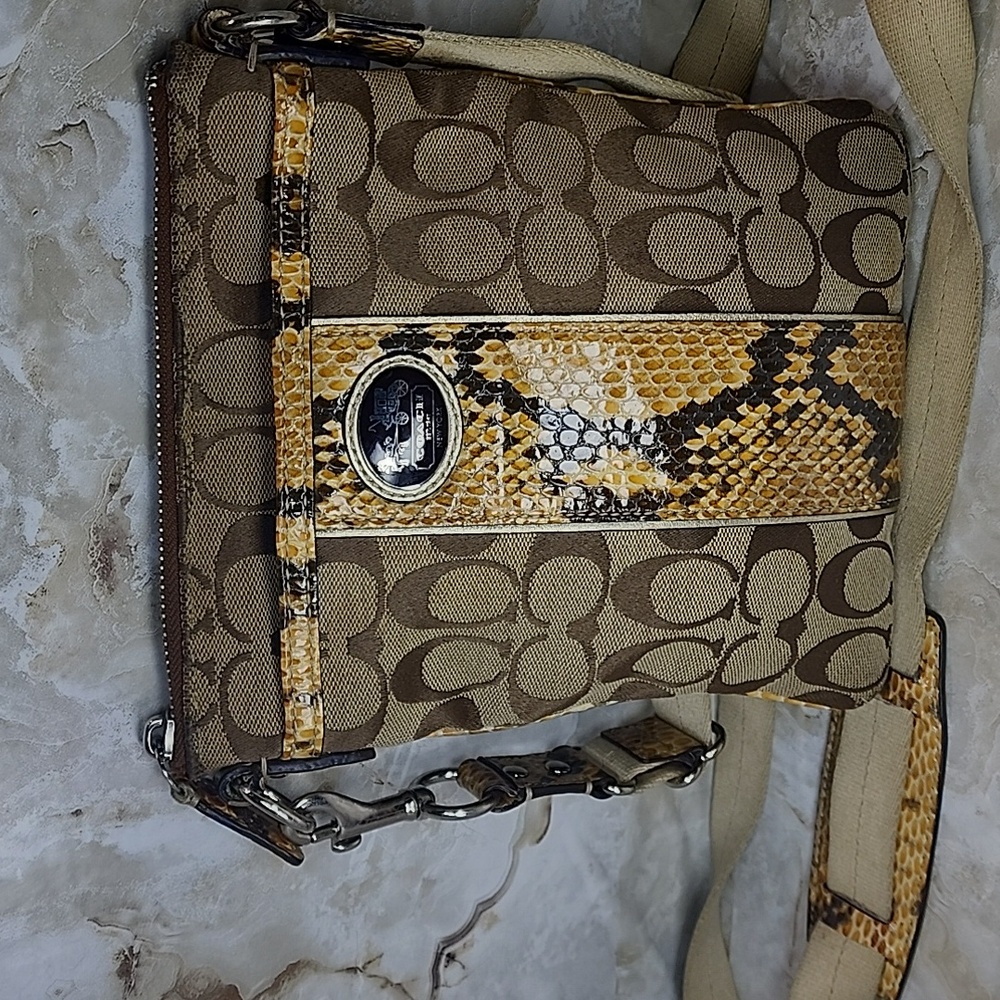 Coach Sutton Signature Python Swingpack Crossbody… - image 1